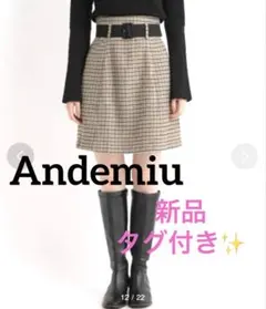 新品✨ アンデミュウ 千鳥柄　チェック柄　ミニ スカート　Sサイズのサムネイル