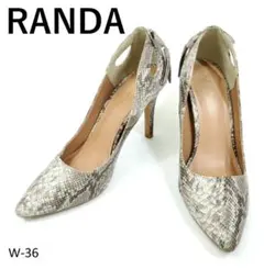 美品　RANDA　ランダ　パイソン柄パンプス　ハイヒール　リボン　バックオープン