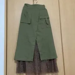 カーゴポケット付き レース切替ロングスカート