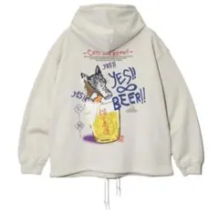 ゴースローキャラバン 裏毛 パーカー 猫と麦酒 ポケット付のサムネイル