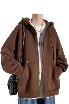 ブラウンパーカー　フードパーカー　メンズ