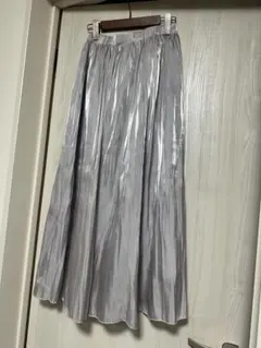 シルバー ロングプリーツスカート