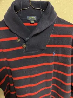 Polo Ralph Lauren ネイビー/レッド ストライプ ポロシャツ L
