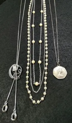 パール使い 3連ネックレス ＆ コインペンダント他 #1577-71