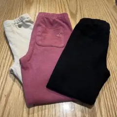 リブ編みレギンス3点セット（ベージュ・ピンク・黒）