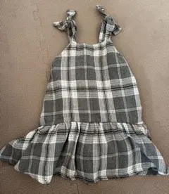 グレー系チェック フリル付きワンピース 100