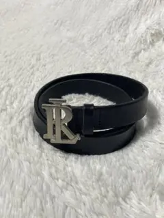 希少　Ralph Lauren 本革 レザーベルト ブラック ロゴ 男女可能のサムネイル