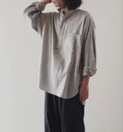 COMOLIコモリ C/CA ストライププルオーバーシャツ カシミヤ混のサムネイル