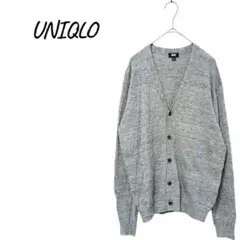 UNIQLO 【M】 リネン 麻混 Vネックカーディガン メンズ 春秋 無地