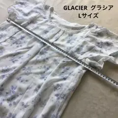 【GLACIER グラシア】フラワープリント フリル半袖　ブラウス L