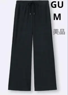GU リブプルオンパンツ　ブラック　M プリーツパンツ