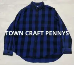 TOWN CRAFT PENNY'S バッファローチェック　長袖シャツ 青×黒
