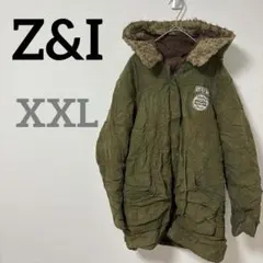 Z&I 【XXL】フード付き モッズコート ジャンパー ジャケット カーキ