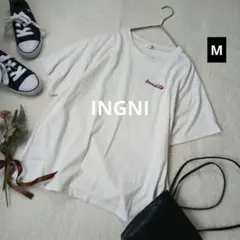 2048ꕤイング バックプリントTシャツ【M】白 カジュアル 英字刺繍