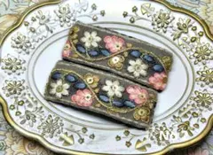 インド刺繍リボンパッチンピン　No2