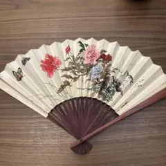 【美品】扇子　中啓　鬼扇　赤地一輪牡丹図　仕舞扇　能楽　日本舞踊　本衣装　小道具 美品】扇子 中啓 鬼扇 赤地一輪牡丹図 仕舞扇 能楽 日本舞踊 本衣装