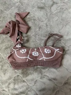 アリシアスタン　花柄刺繍ブラウンビキニトップ Sサイズのサムネイル
