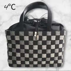 中古【4°C】ヨンドシー ウール トートバッグ ブラック系