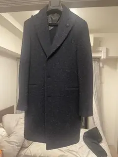 ネイビー ダブルブレスト チェスターコート