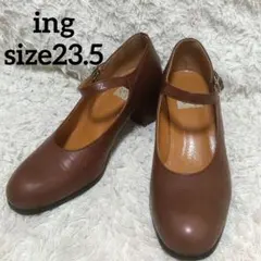 ing イング メリージェーン パンプス ブラウン ストラップ 23.5cmのサムネイル