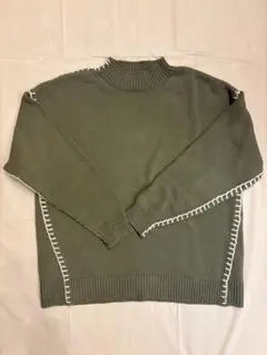 RAGEBLUE オリーブグリーン M クルーネックセーター