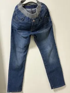 【美品】ウエストゴム ダークブルー 長ズボン デニム