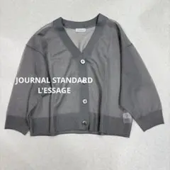 ジャーナルスタンダードレサージュ　ラメニットVカーディガン グレー　透け感