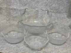 ガラスボウルセット そうめん鉢 花びら型 2サイズ 計12点 昭和レトロ