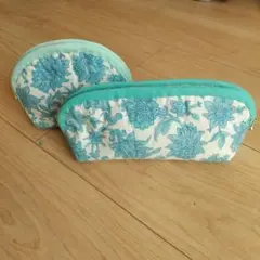 ブルー系ポーチ2点セット