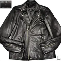 美品【STUDIOUS】羊革 ラムレザーダブルライダースジャケット 日本製 黒L