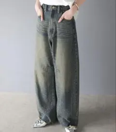 mily bilet オーロラストーン ヴィンテージライクカーブデニムパンツ S