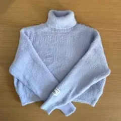 【値下】薄紫色 アクリル混紡 クロップドタートルネックセーター9Y