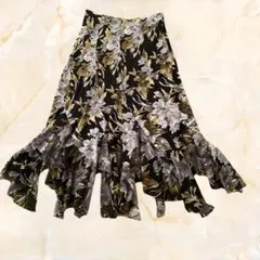 花柄フレアスカート アシンメトリー 00s モード y2k