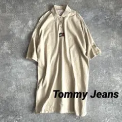 トミージーンズ オーバーサイズ ポロワンピース ベージュ ロゴワッペン 大きめ