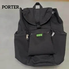 PORTER UNION黒 ナイロン フラップ付きリュック