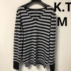 K.T カシミアストライプ Vネックセーター サイズ11 M size