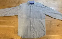 青白チェック ボタンダウンシャツ L