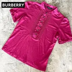 BURBERRY バーバリー フリルシャツ バンドカラー レーヨン パープル