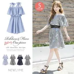 夢展望 ワンピース オフショルダー ブラック ギンガムチェック