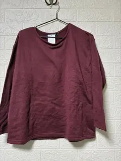 値下 新品未使用 レディース 長袖 トップス M 無地 ワインレッド