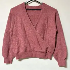 earth ラップスタイル ニットセーター クロスデザイン レディース