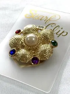 【新品未使用】香港・中藝購入　花型スカーフクリップ