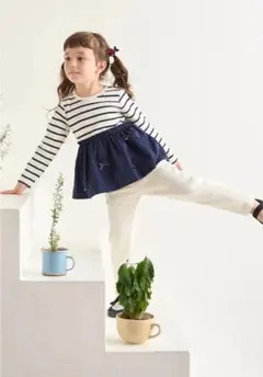 【新品】プティマイン　リボンペプラム長T 110