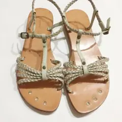 ラインストーン付き リゾートサンダル ビーチサンダル フラットシューズ 日本製