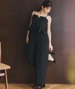 LANTINAM Ruffle Cami All in One ブラックのサムネイル