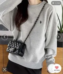 U.S. POLO ASSN.ワンポイント刺繍表ピーチ裏起毛スウェット