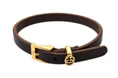 GUCCI ダブルG レザーブレスレット ブラウン - メルカリ