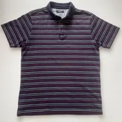 NAVY メンズ ボーダー柄 ポロシャツ Lサイズ