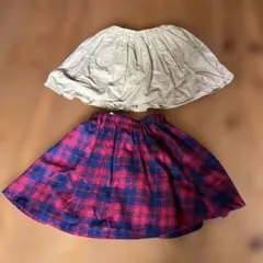 グローバルワークL 120 チェック　ベージュ　スカート