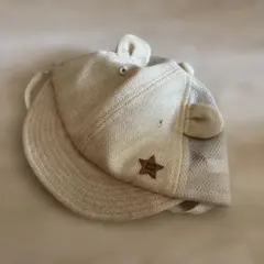 petit main ベビー帽子 48cm ベージュ クマ耳